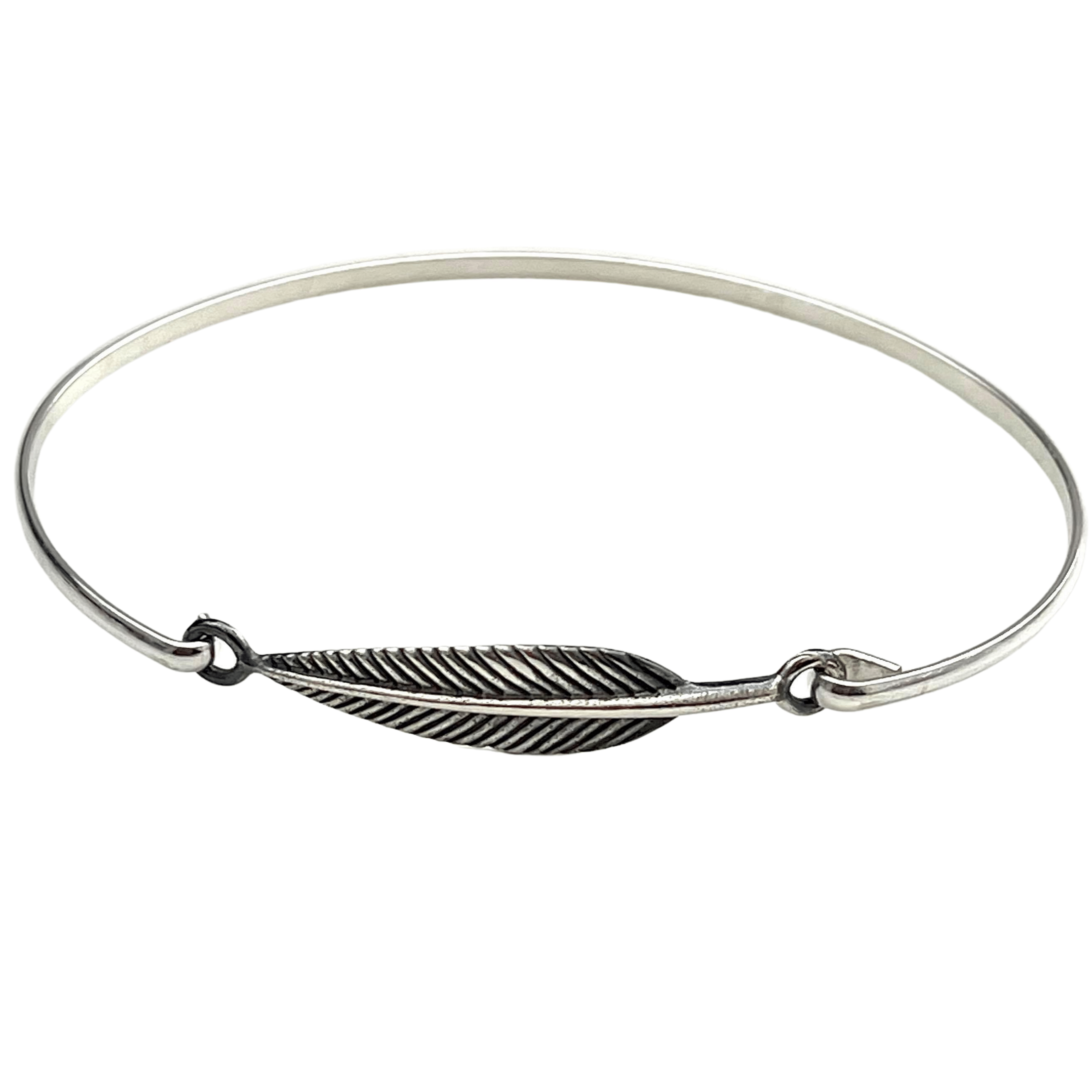 Silver feather bracelet deals