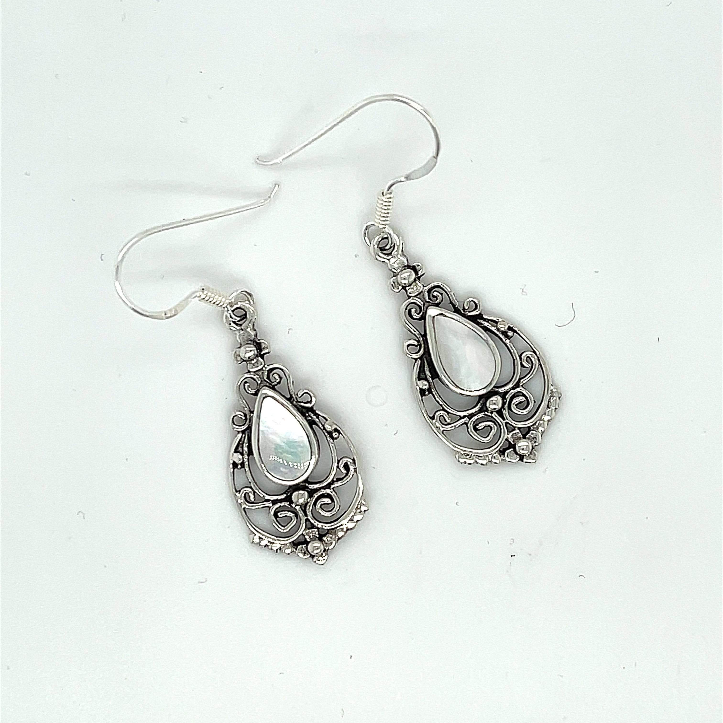 Mother Of Pearl Silver Earrings 