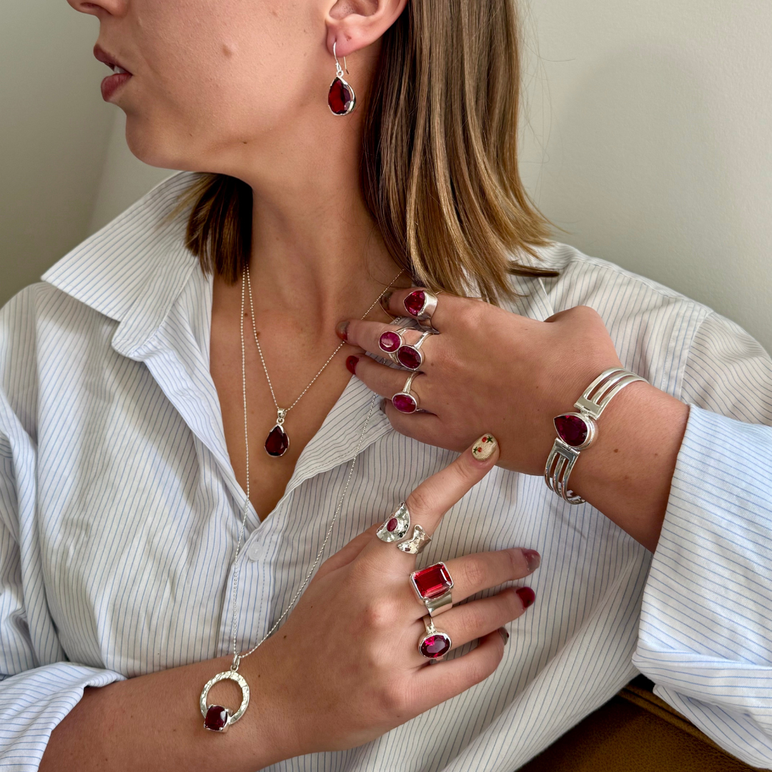Affordable ruby jewellery Australia – vibrant natural ruby and ruby quartz rings, bracelets, and necklaces from Desiderate