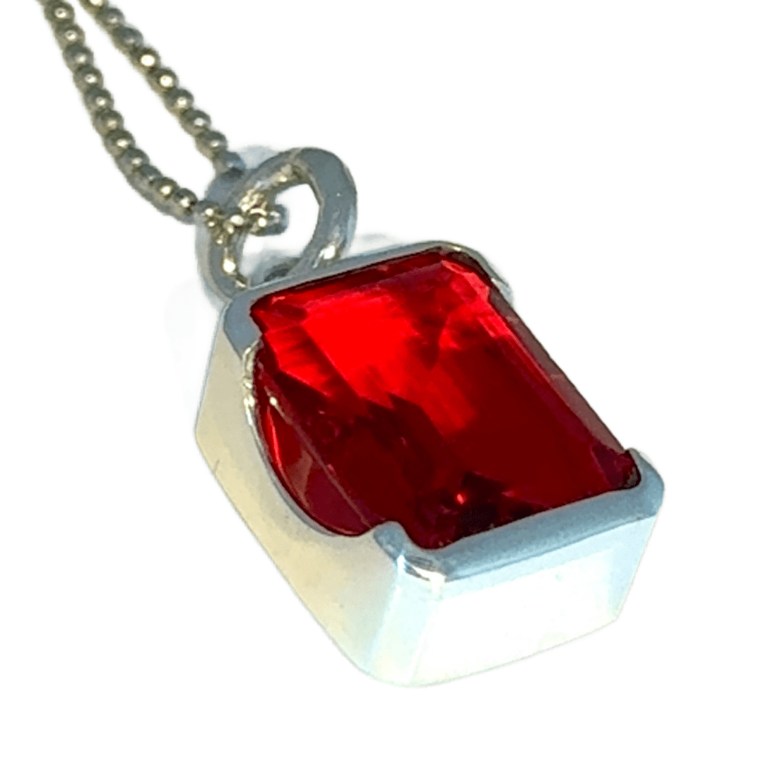Big Ruby Pendant Emerald Cut Desiderate Jewellery
