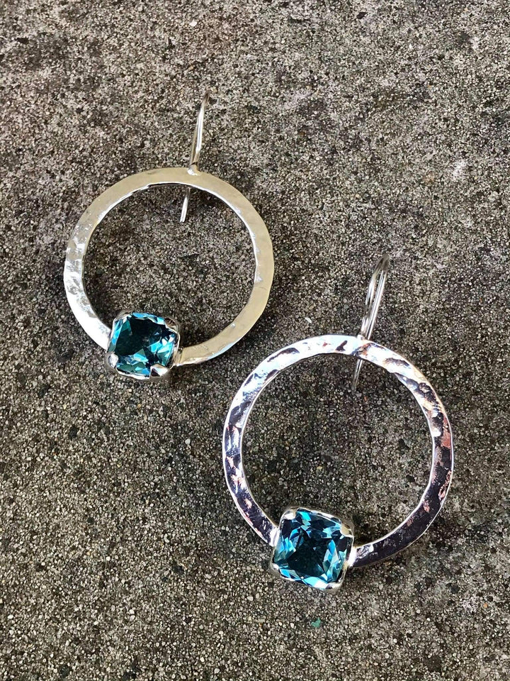 London Blue Topaz Rhodium Over Sterling Silver Hoop Earrings 15.10ctw - DOCY255 London Blue Topaz Rhodium Over Sterling Silver Hoop Earrings 15.10ctw - DOCY255