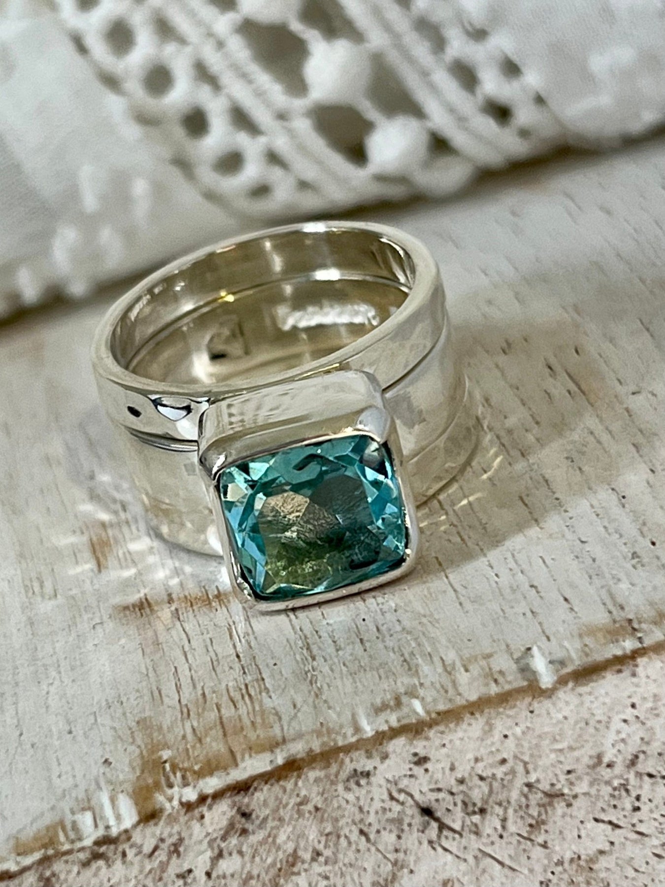 Topaz Pinterest Square Cut Gemstone - Blue Topaz Ring - Desiderate