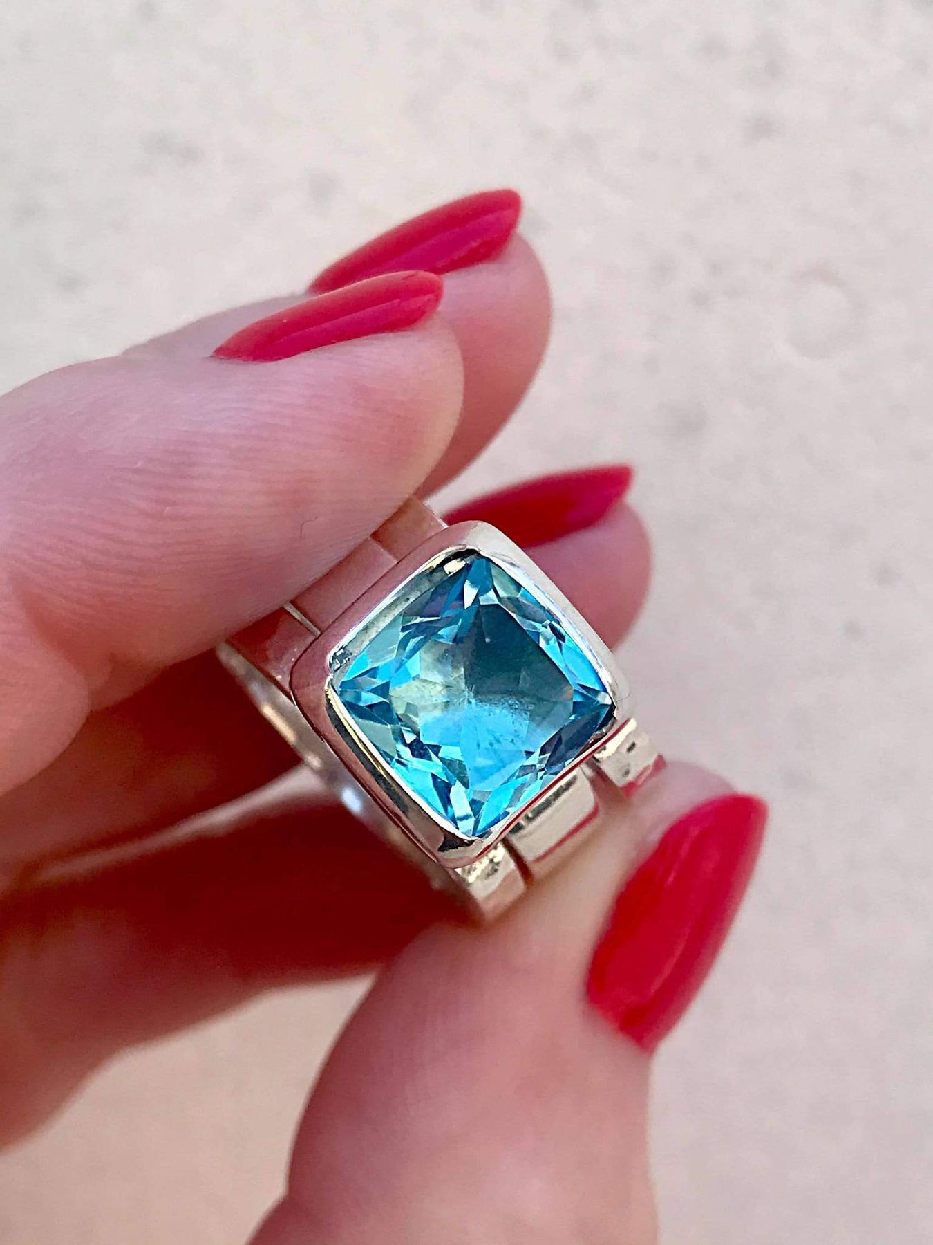 Topaz Pinterest Square Cut Gemstone - Blue Topaz Ring - Desiderate