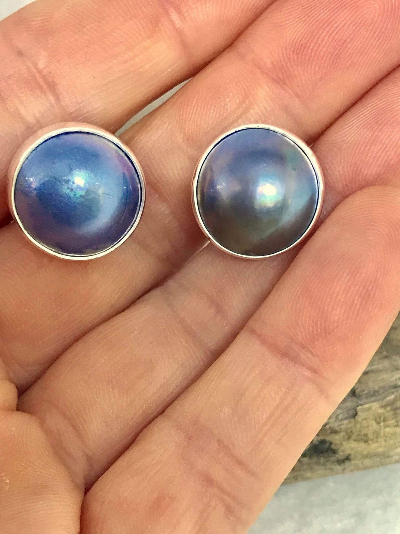 Pearls - Blue Studs  Desiderate Jewellery – Desiderate PTY LTD